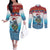 Personalised Cape Verde Christmas Couples Matching Off The Shoulder Long Sleeve Dress and Long Sleeve Button Shirt Manatee Feliz Natal