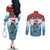 Personalised Cape Verde Christmas Couples Matching Off The Shoulder Long Sleeve Dress and Long Sleeve Button Shirt Manatee Feliz Natal