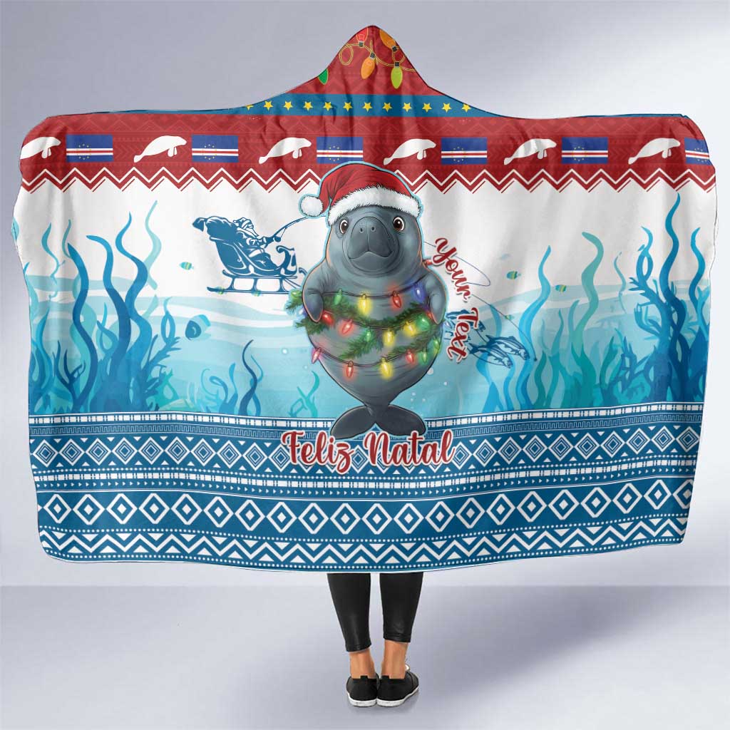 Personalised Cape Verde Christmas Hooded Blanket Manatee Feliz Natal