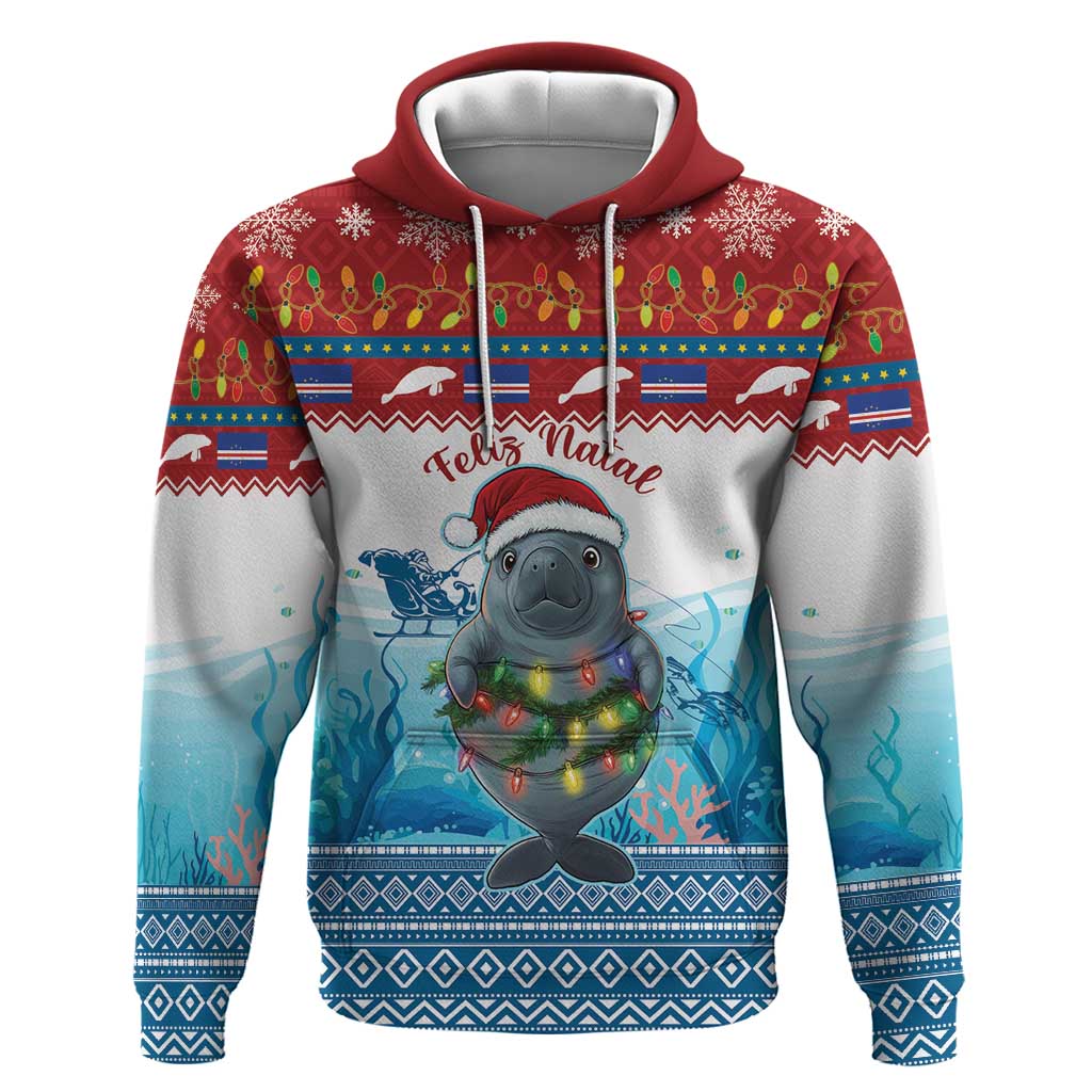 Personalised Cape Verde Christmas Hoodie Manatee Feliz Natal - Wonder Print Shop