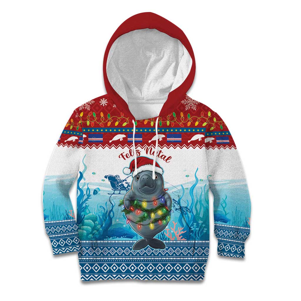 Personalised Cape Verde Christmas Kid Hoodie Manatee Feliz Natal - Wonder Print Shop