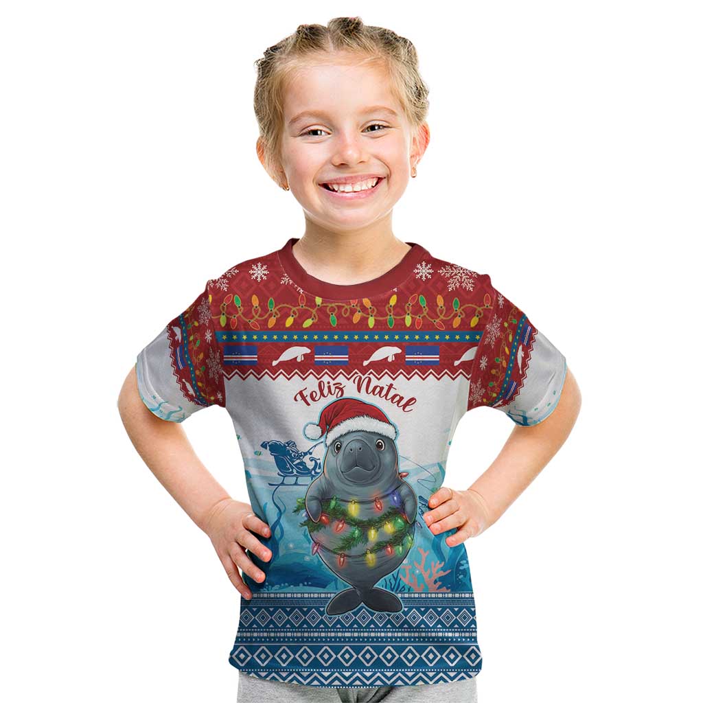 Personalised Cape Verde Christmas Kid T Shirt Manatee Feliz Natal - Wonder Print Shop