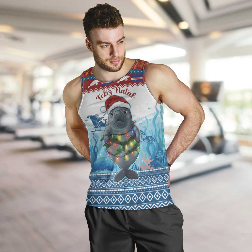 Personalised Cape Verde Christmas Men Tank Top Manatee Feliz Natal - Wonder Print Shop