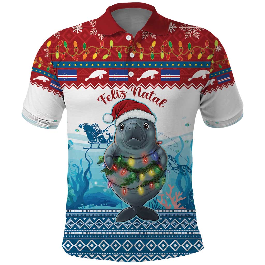 Personalised Cape Verde Christmas Polo Shirt Manatee Feliz Natal - Wonder Print Shop