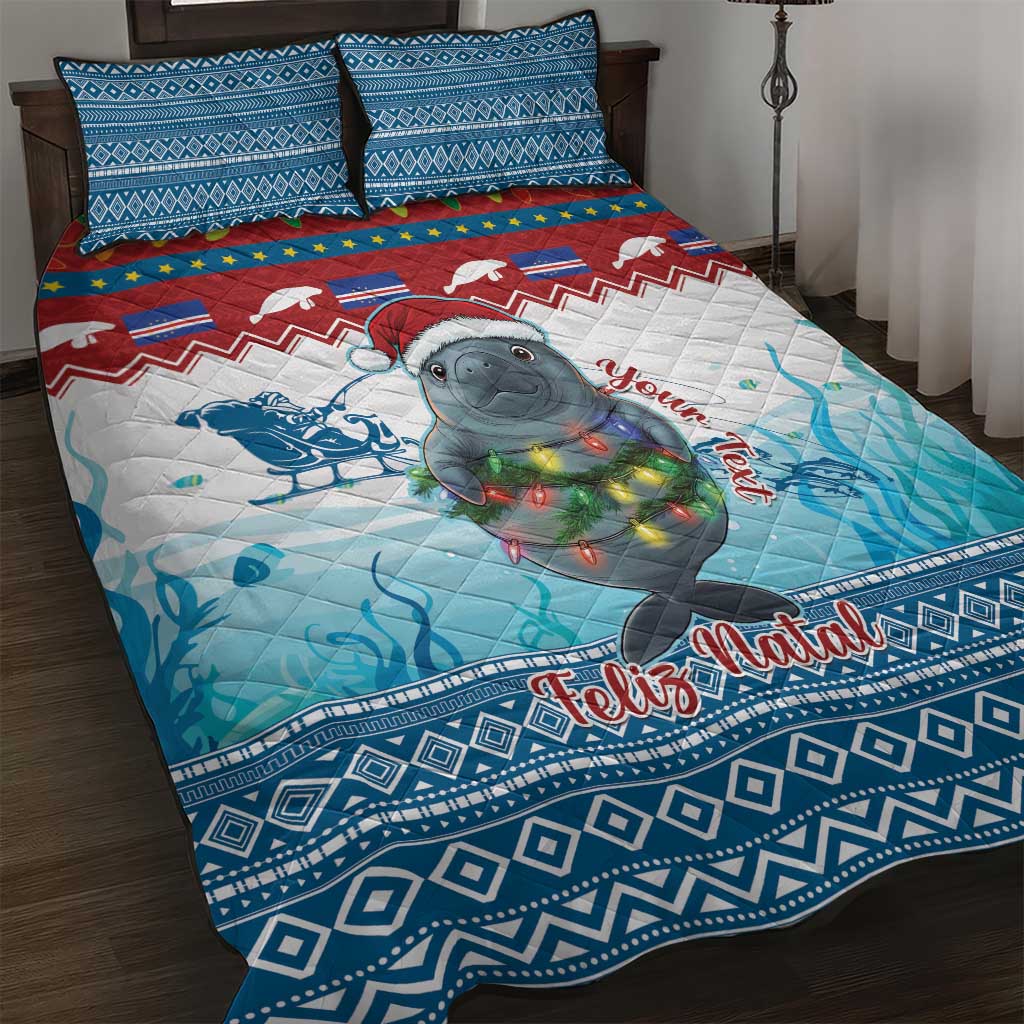 Personalised Cape Verde Christmas Quilt Bed Set Manatee Feliz Natal - Wonder Print Shop