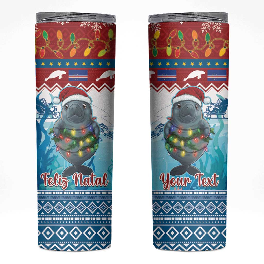 Personalised Cape Verde Christmas Skinny Tumbler Manatee Feliz Natal - Wonder Print Shop