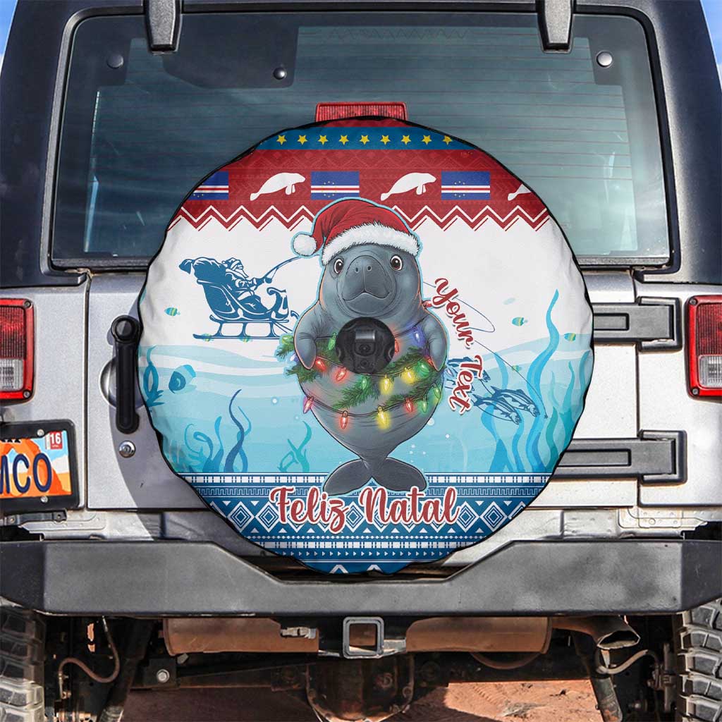 Personalised Cape Verde Christmas Spare Tire Cover Manatee Feliz Natal - Wonder Print Shop