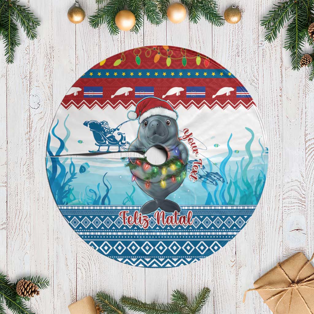 Personalised Cape Verde Christmas Tree Skirt Manatee Feliz Natal - Wonder Print Shop