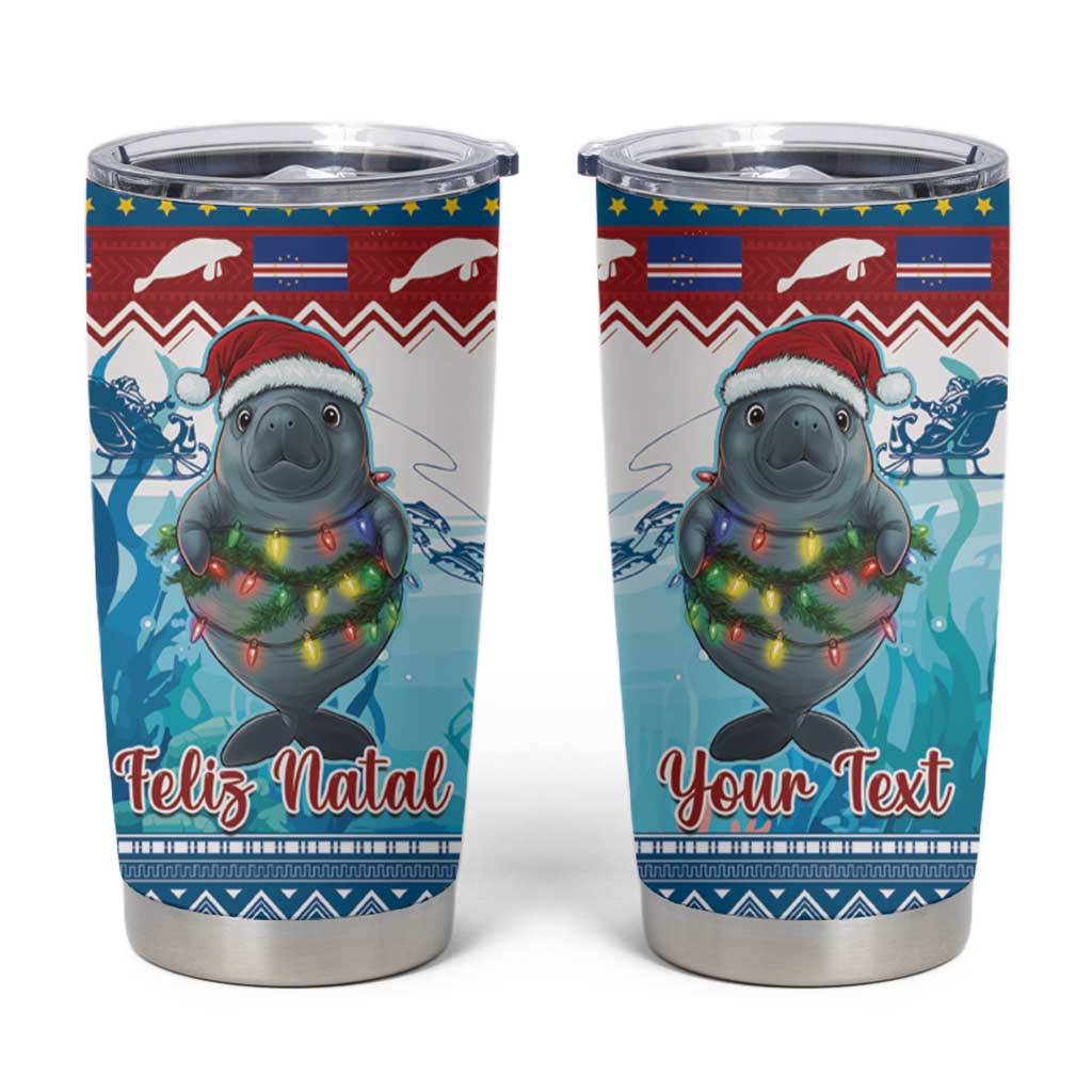 Personalised Cape Verde Christmas Tumbler Cup Manatee Feliz Natal - Wonder Print Shop