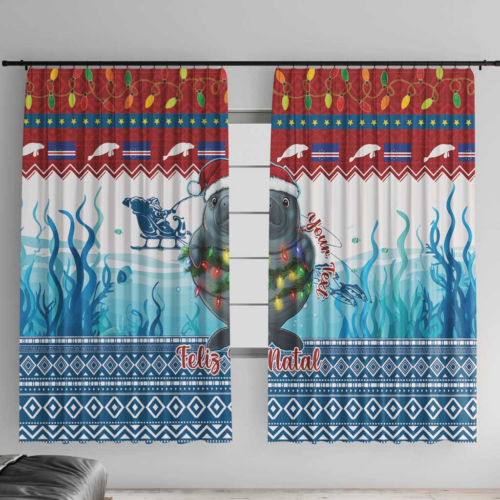 Personalised Cape Verde Christmas Window Curtain Manatee Feliz Natal - Wonder Print Shop