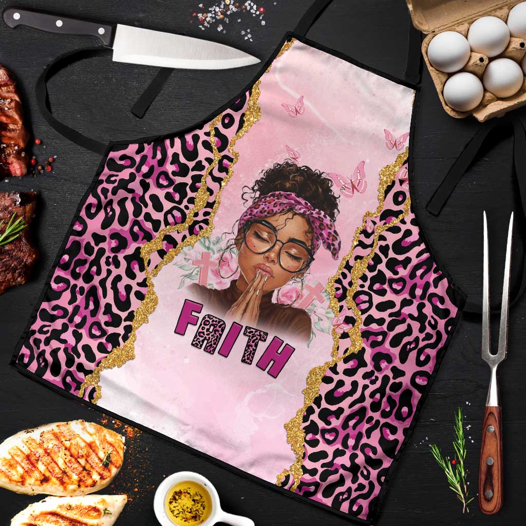 Black Her Story Apron Faith Pink Leopard - Wonder Print Shop