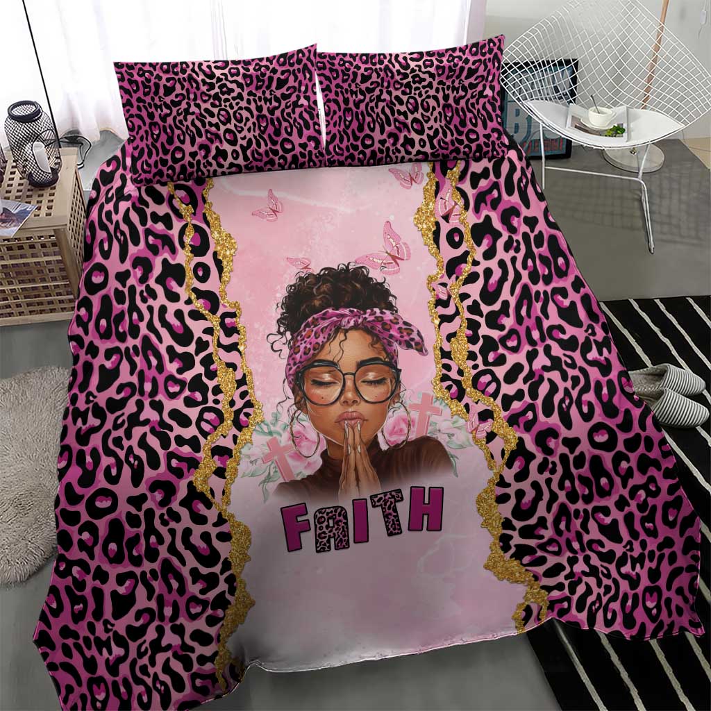 Black Her Story Bedding Set Faith Pink Leopard - Wonder Print Shop