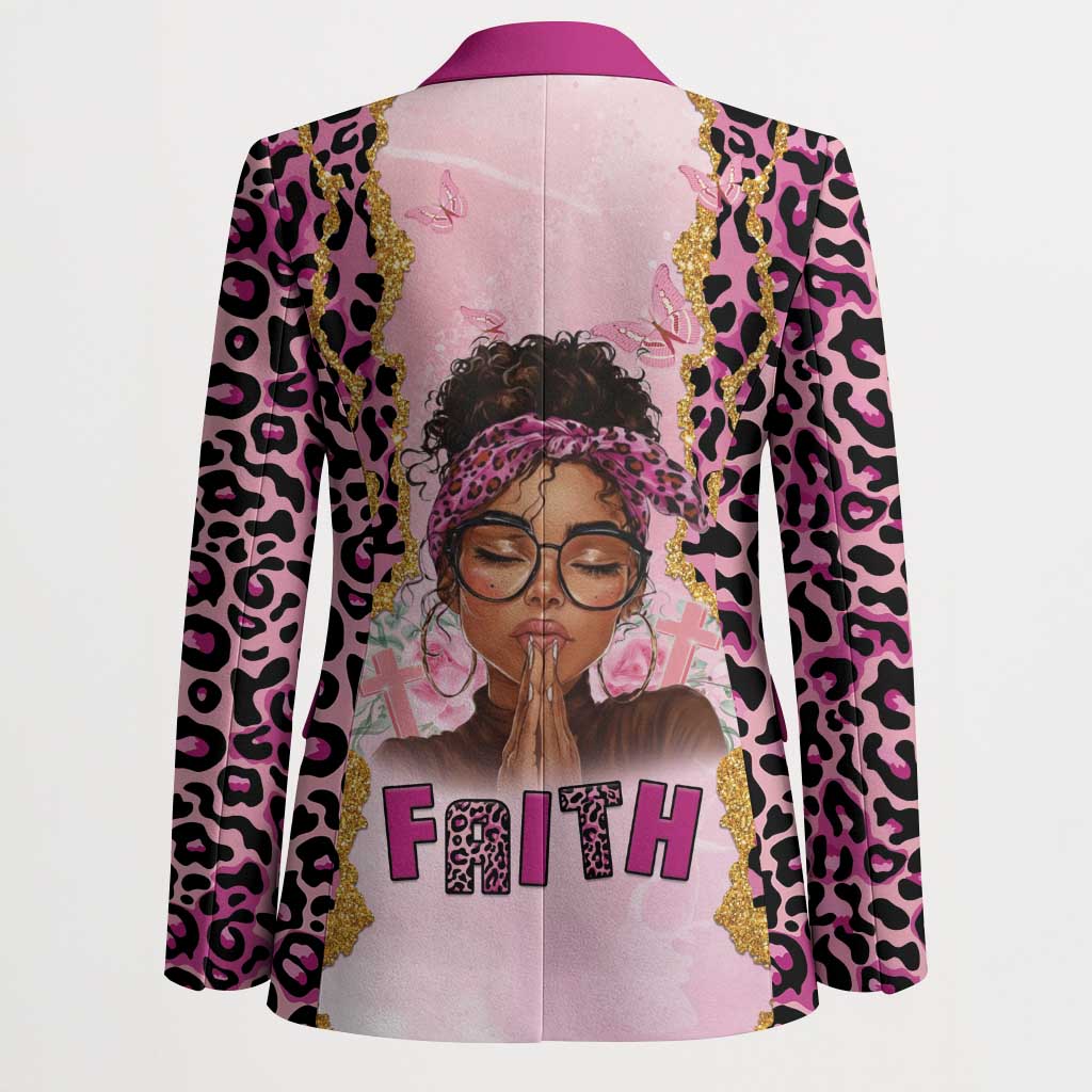Black Her Story Blazer Faith Pink Leopard - Wonder Print Shop