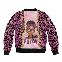 Black Her Story Bomber Jacket Faith Pink Leopard - Wonder Print Shop