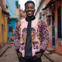 Black Her Story Bomber Jacket Faith Pink Leopard - Wonder Print Shop