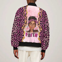 Black Her Story Bomber Jacket Faith Pink Leopard - Wonder Print Shop