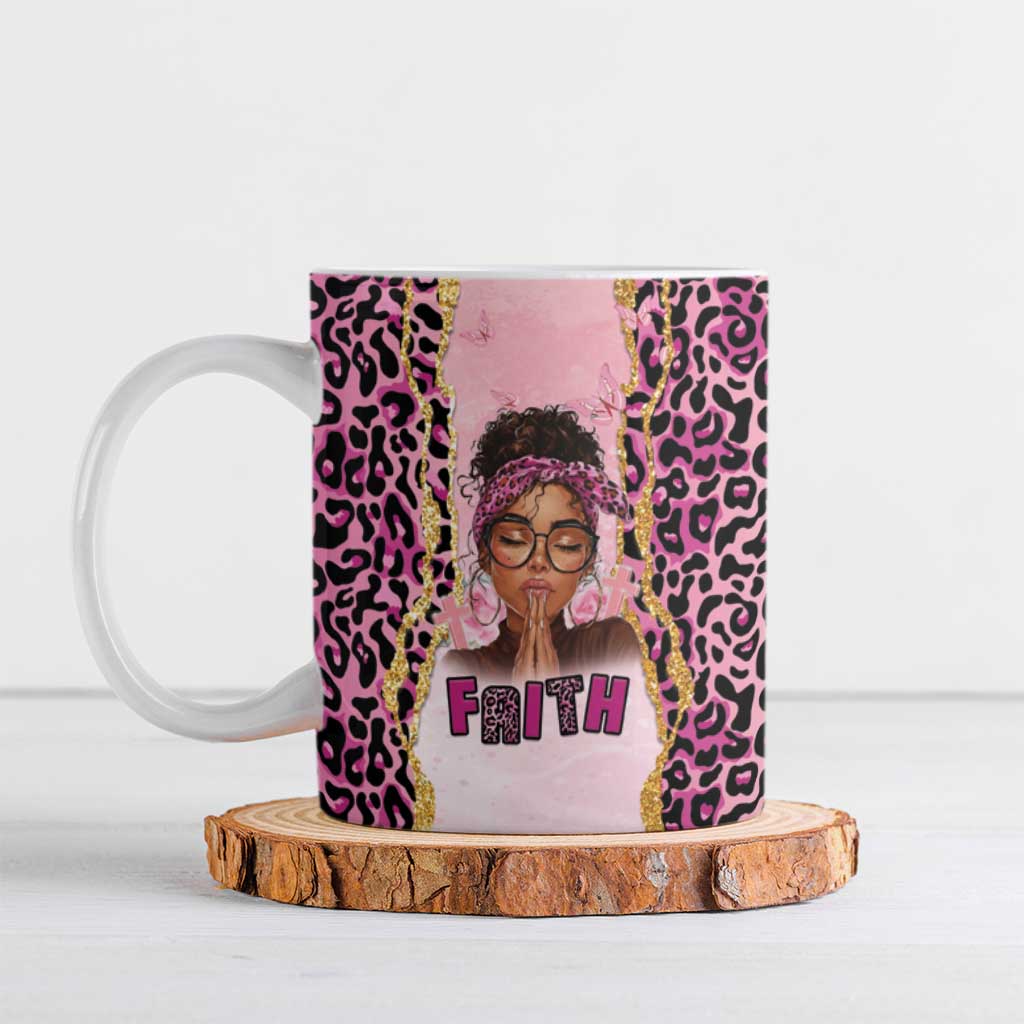 Black Her Story Ceramic Mug Faith Pink Leopard - Wonder Print Shop