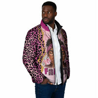 Black Her Story Padded Jacket Faith Pink Leopard - Wonder Print Shop