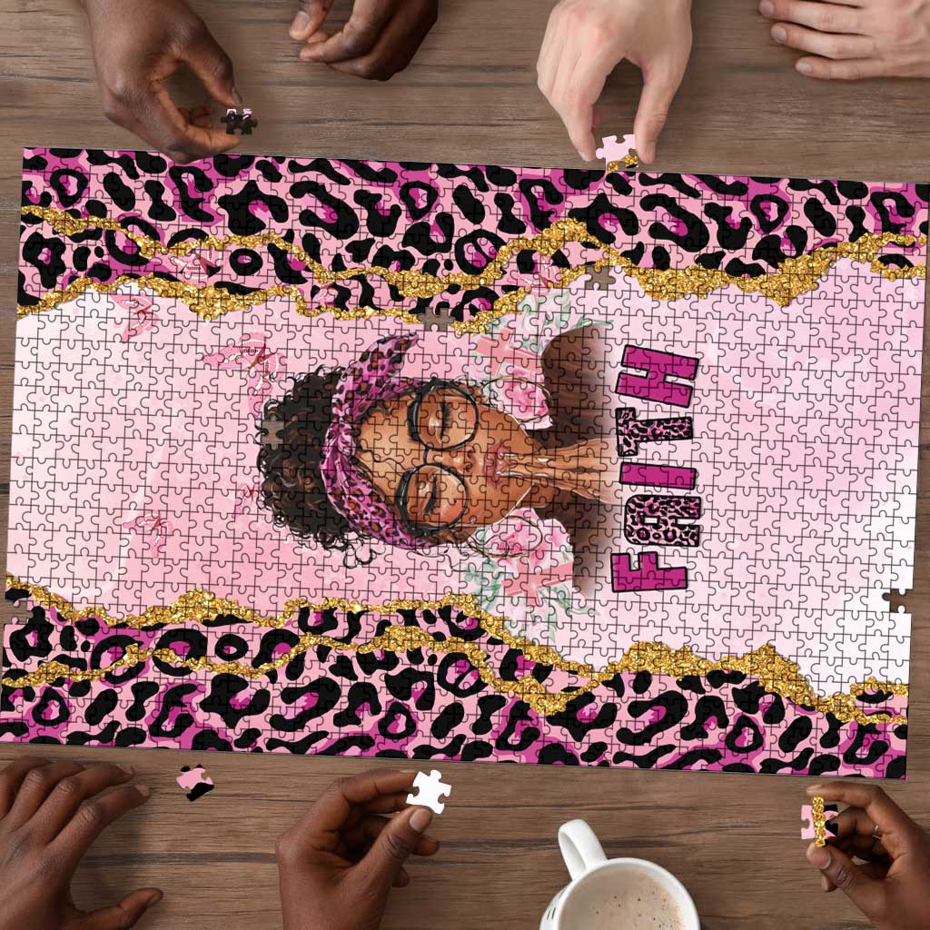 Black Her Story Puzzle Faith Pink Leopard - Wonder Print Shop