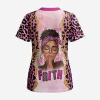Black Her Story Scrub Top Faith Pink Leopard - Wonder Print Shop