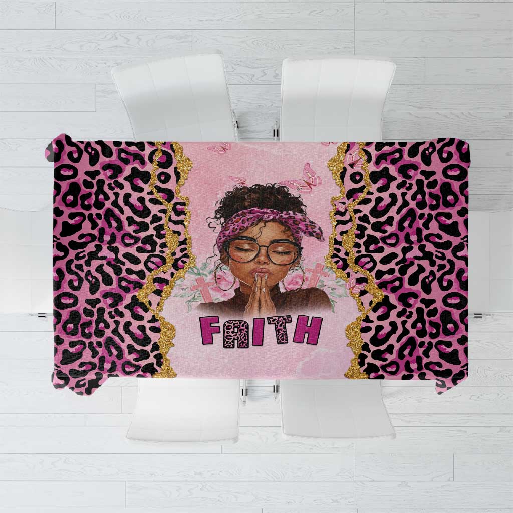 Black Her Story Tablecloth Faith Pink Leopard - Wonder Print Shop