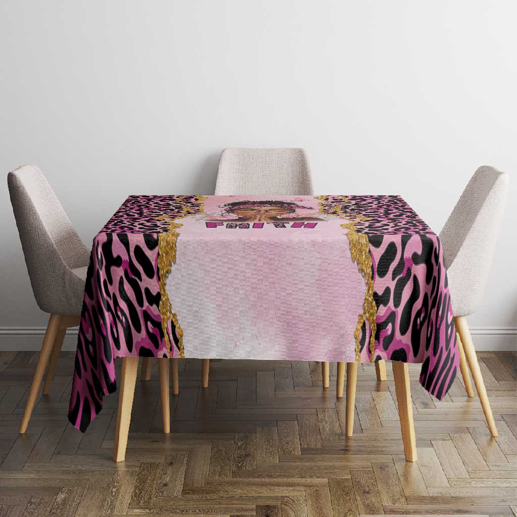 Black Her Story Tablecloth Faith Pink Leopard - Wonder Print Shop