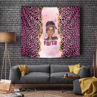 Black Her Story Tapestry Faith Pink Leopard - Wonder Print Shop