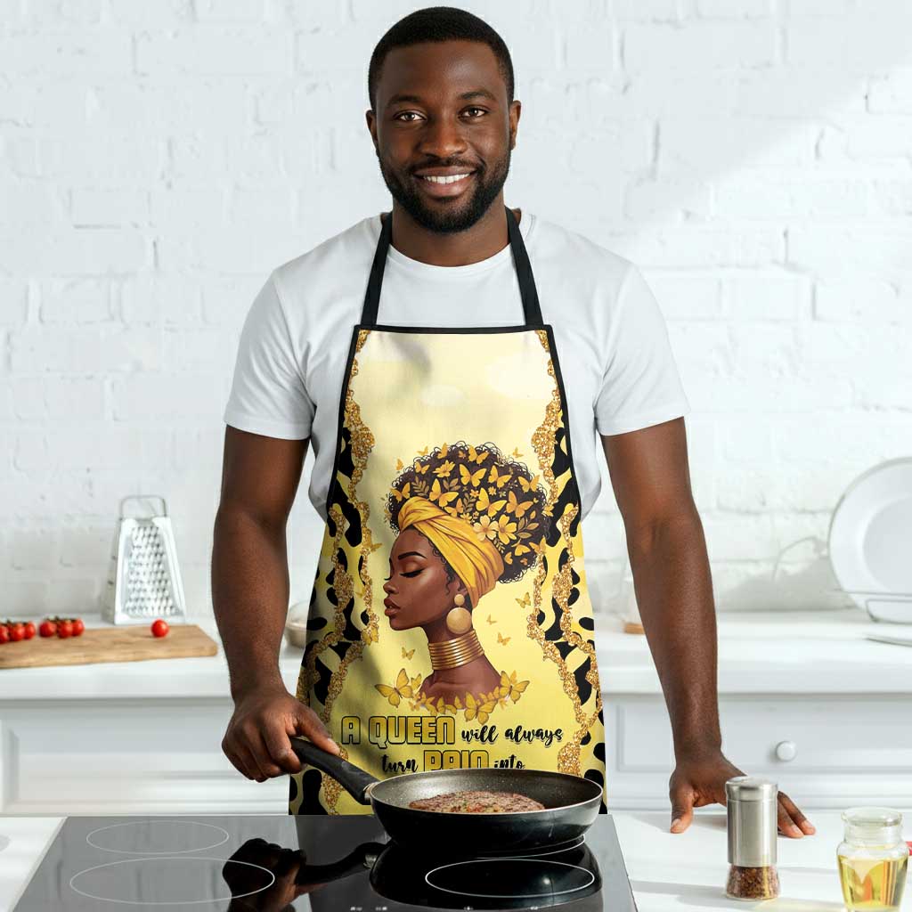 Black Her Story Apron A Queen Turns Pain Into Power - Wonder Print Shop