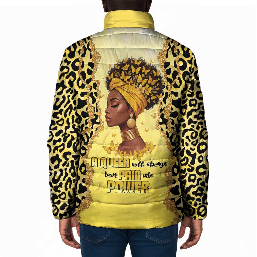 Black Her Story Padded Jacket A Queen Turns Pain Into Power - Wonder Print Shop