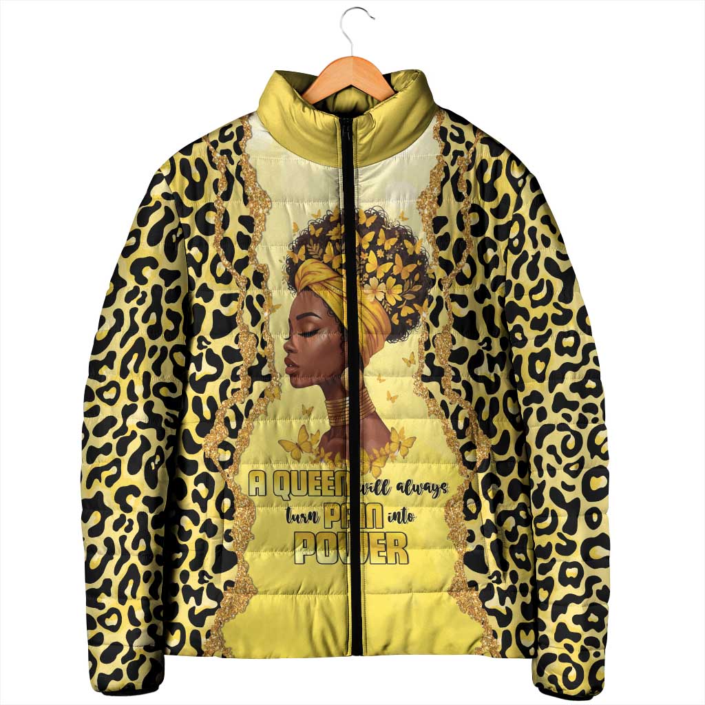 Black Her Story Padded Jacket A Queen Turns Pain Into Power - Wonder Print Shop