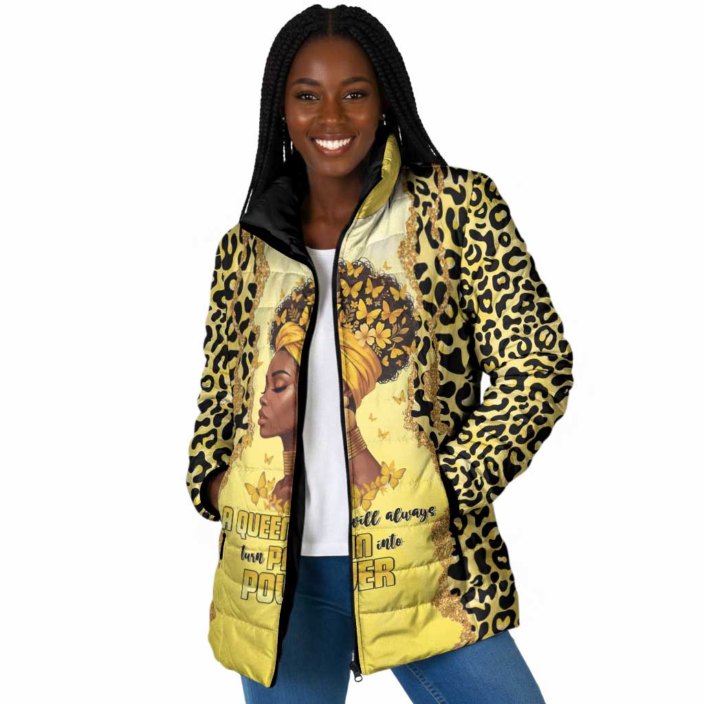 Black Her Story Padded Jacket A Queen Turns Pain Into Power - Wonder Print Shop