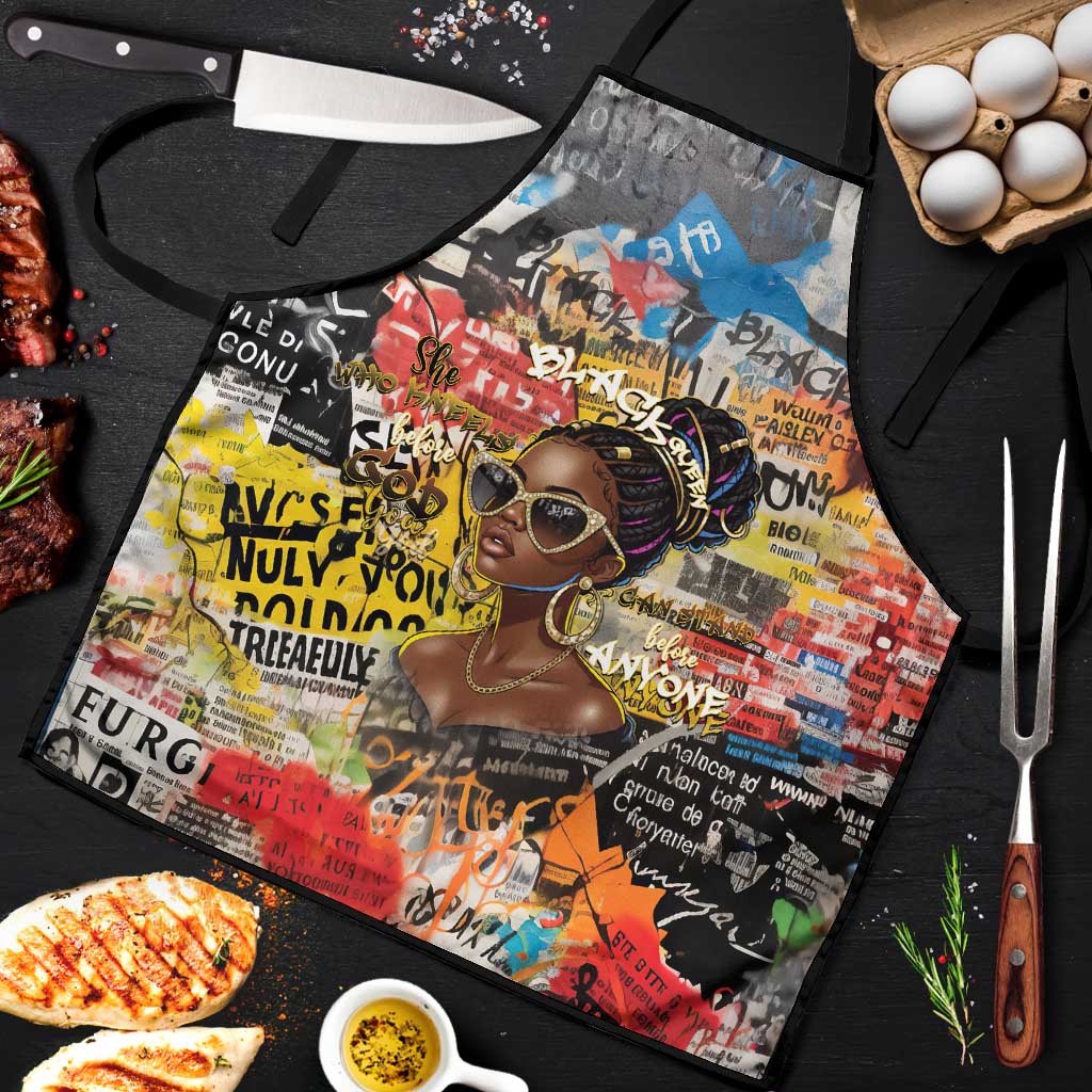 Black Her Story Graffiti Queen Apron Black Woman Empowerment - Wonder Print Shop