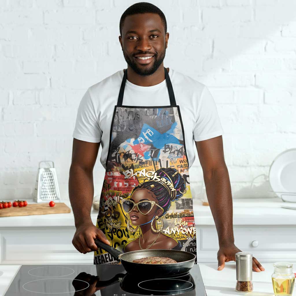 Black Her Story Graffiti Queen Apron Black Woman Empowerment - Wonder Print Shop