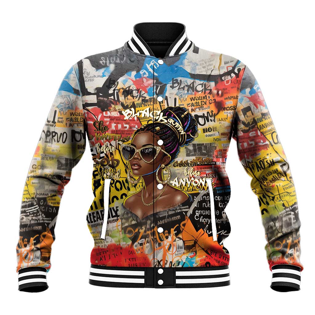 Black Her Story Graffiti Queen Baseball Jacket Black Woman Empowerment - Wonder Print Shop