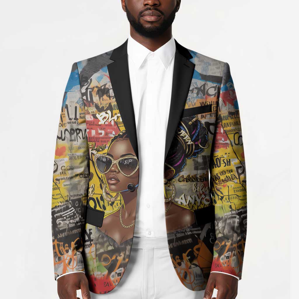 Black Her Story Graffiti Queen Blazer Black Woman Empowerment - Wonder Print Shop