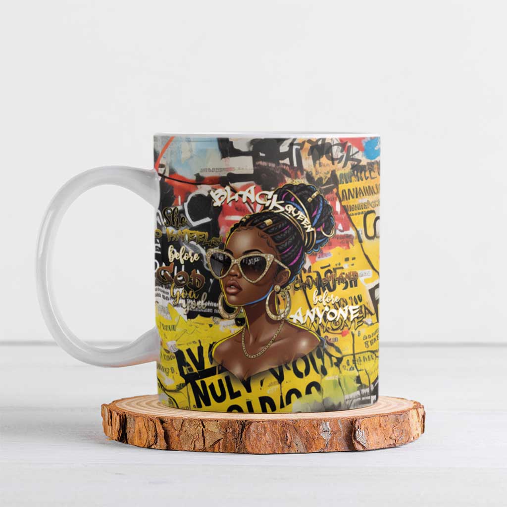 Black Her Story Graffiti Queen Ceramic Mug Black Woman Empowerment - Wonder Print Shop