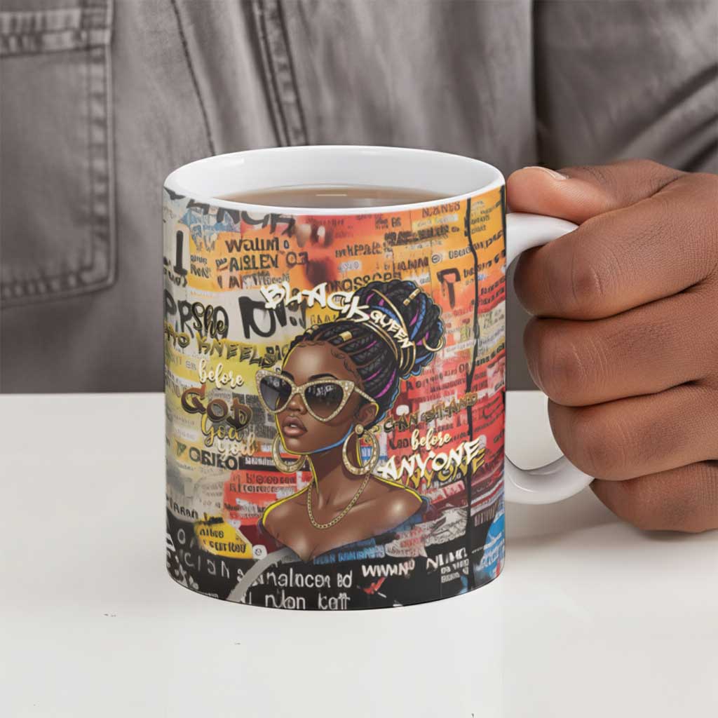 Black Her Story Graffiti Queen Ceramic Mug Black Woman Empowerment - Wonder Print Shop