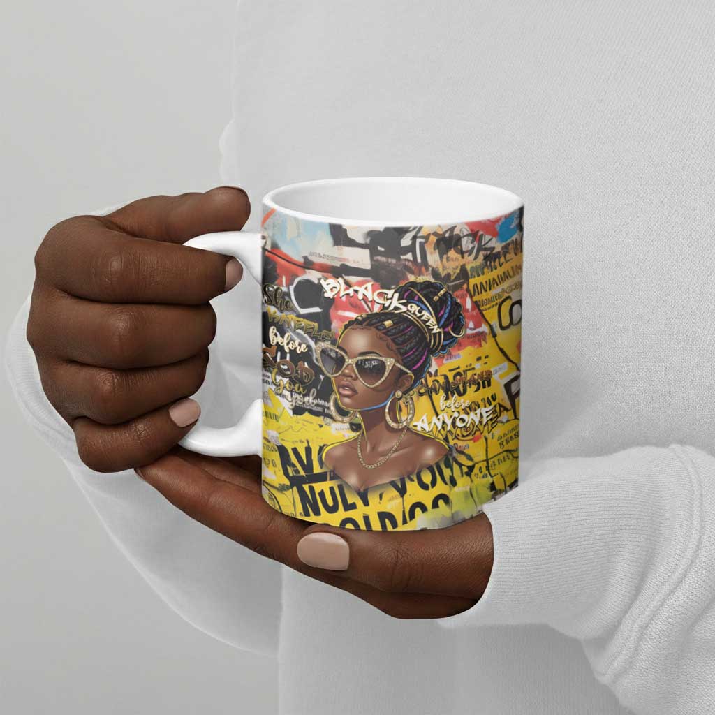Black Her Story Graffiti Queen Ceramic Mug Black Woman Empowerment - Wonder Print Shop