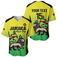 Jamaica football jersey, neon yellow front and back with lion-and-flag graphics