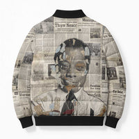 James Baldwin Bomber Puffer Jacket Vintage Newspaper Style