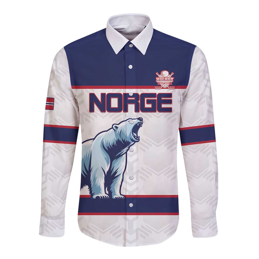 Custom Norway Ice Hockey 2026 Long Sleeve Button Shirt Come On Polar Bears