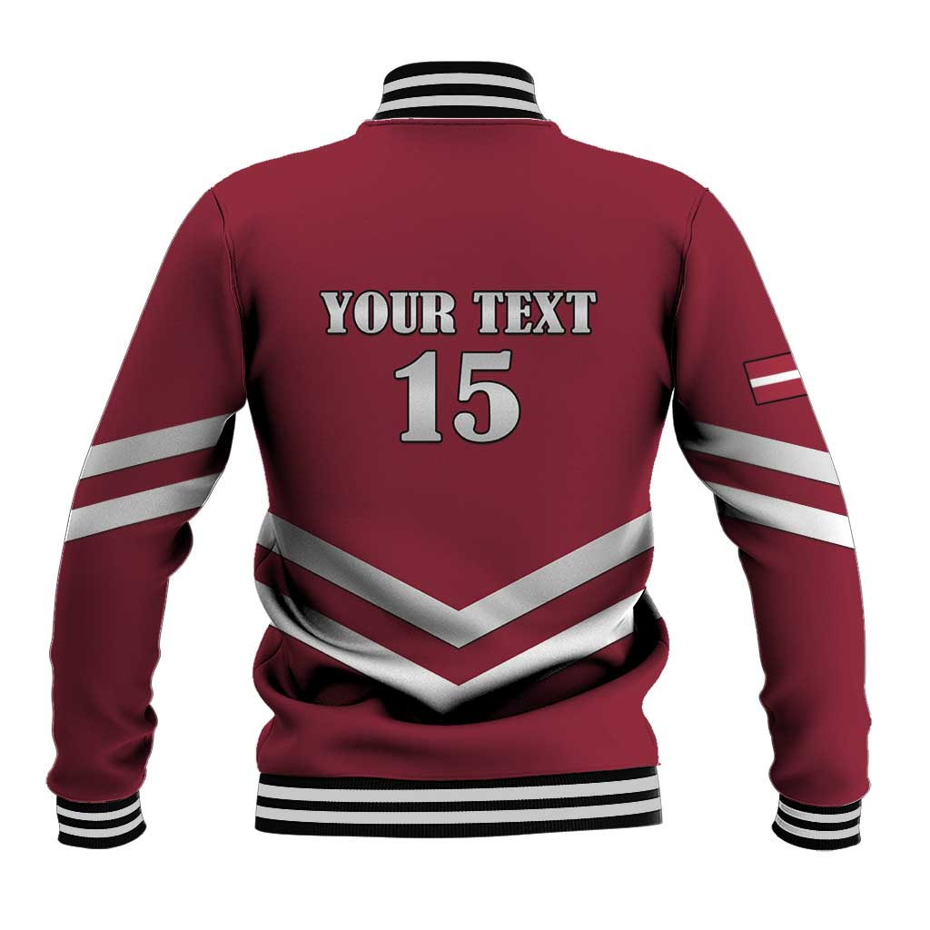 Custom Latvia Ice Hockey 2026 Baseball Jacket Never Backs Down