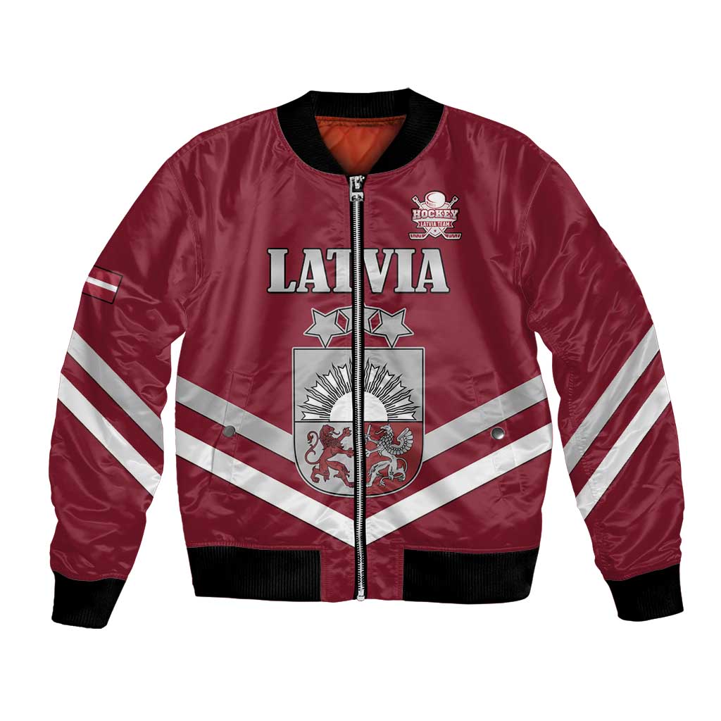 Custom Latvia Ice Hockey 2026 Bomber Jacket Never Backs Down