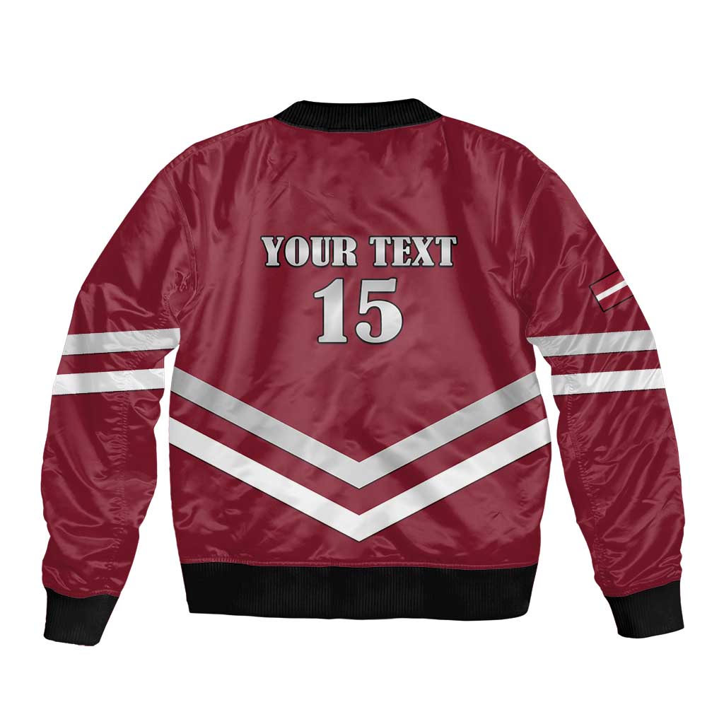 Custom Latvia Ice Hockey 2026 Bomber Jacket Never Backs Down