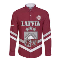 Custom Latvia Ice Hockey 2026 Long Sleeve Button Shirt Never Backs Down