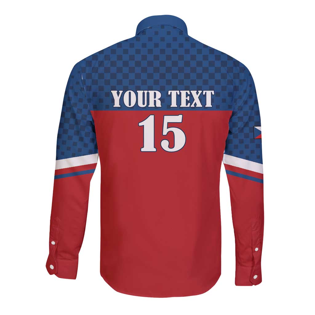 Custom Czech Ice Hockey 2026 Long Sleeve Button Shirt Never Backs Down