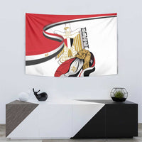 Egypt flag tapestry featuring eagle coat of arms and kneeling figure graphic, red upper