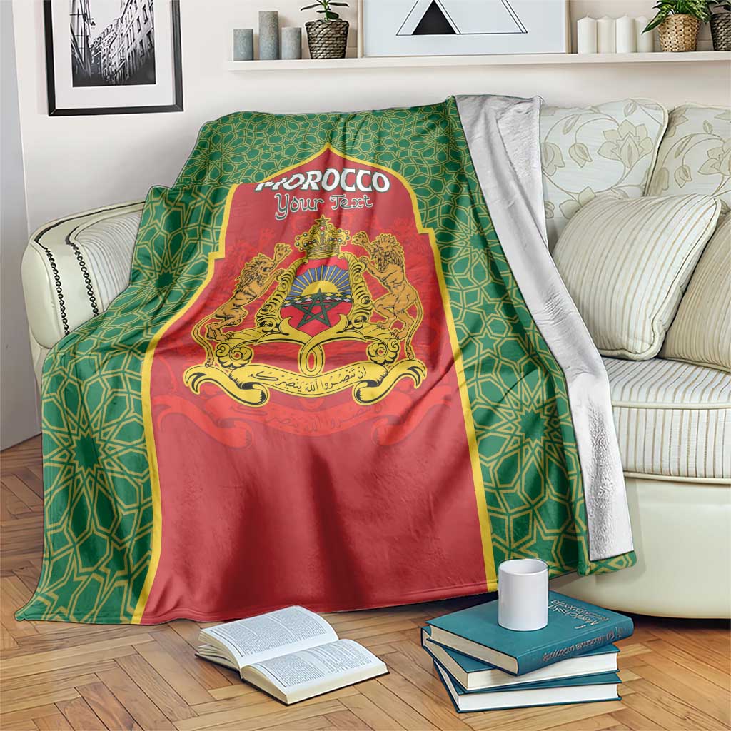 Personalized Morocco Throne Day Blanket King Lion Coat Of Arms