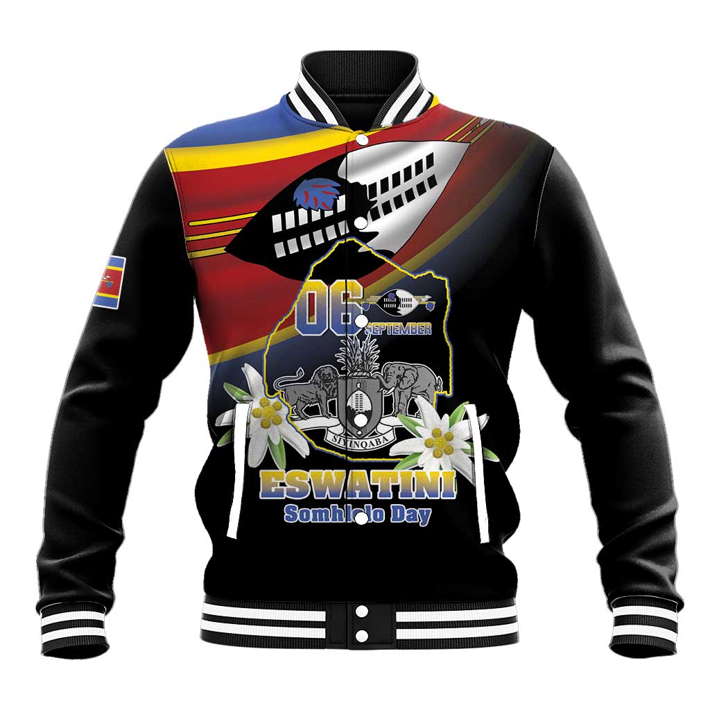 Personalized Eswatini Independece Day Baseball Jacket Coat Of Arms With Map - Wonder Print Shop