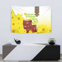 Ethiopian Enkutatash Tapestry Kebero Drum With Adey Abeba Flower - Wonder Print Shop